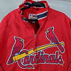 Saint Louis Cardinal  Men's XL Red Jacket Majestic Authentic Nylon Fleece Lining