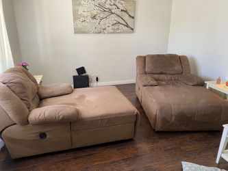 Dark brown chaise lounge couches