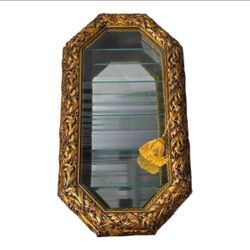 Horchow Italian Gold Wall Display Cabinet with Glass Shelves