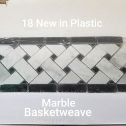 Black and White Marble Basketweave Border Tile
