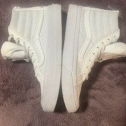 Vans Sk8-Hi Slim Zip Perforated White Leather High-Top Shoe Size 4m/5.5w