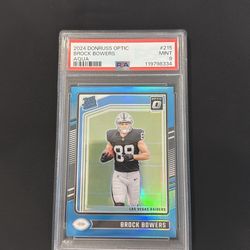 Brock Bowers 2024 Donruss Optic Rated Rookie Aqua PSA 9
