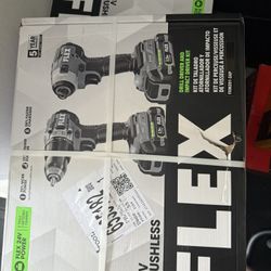 New Flex 24V Brushless Drill Impact Driver Combo 2 Batteries &Charger