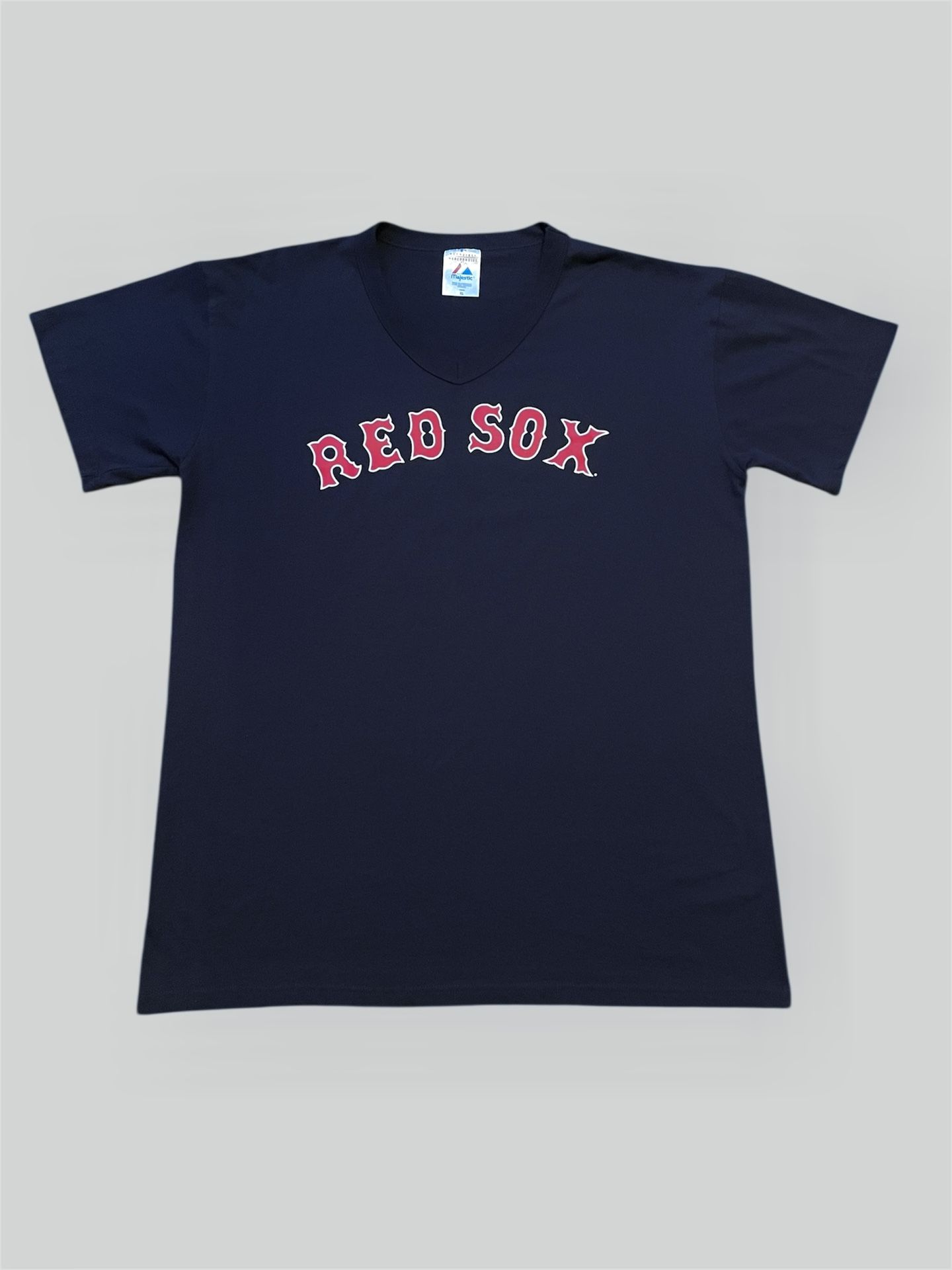 Boston Red Sox navy blue vintage majestic baseball v neck T shirt Size XL