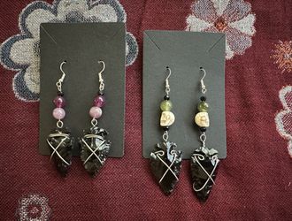 Obsidian Arrowhead Earrings 