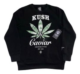 Crooks And Castles Kush & Caviar Black Pullover Crewneck Sweatshirt Mens Medium