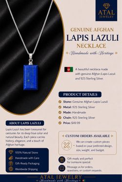 🇦🇫 Genuine Afghan Lapis Lazuli necklace, handmade with 925 Sterling Silver.