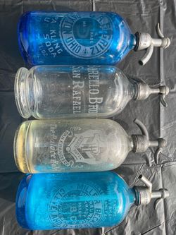 Vintage glass seltzer bottles