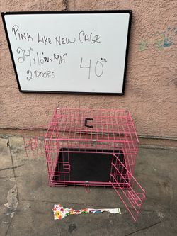 Pink Wire Dog Crate with 2 Doors
