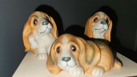 Basset Hound puppy Trio Figures