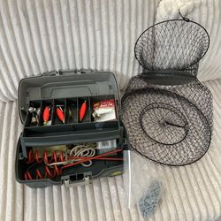 Fishing Starter Kit Tackle Box + Hooks, Weights, Floats
