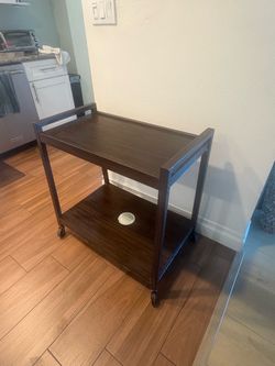 Dark Wood 2-Tier Rolling Bar Cart by O’Sullivan  Furniture