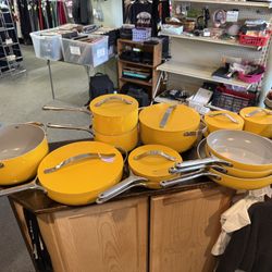 16pc Caraway Deluxe Non Stick Ceramic Cookware Set-Includes 12 Pots & pans And 6 Lids