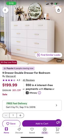 9 Drawer Double Dresser For Bedroom