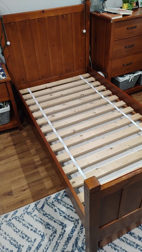 Pottery Barn Kids Camp Twin Bed with Trundle. Chestnut color.