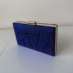 Elegant Blue Crystal Clutch