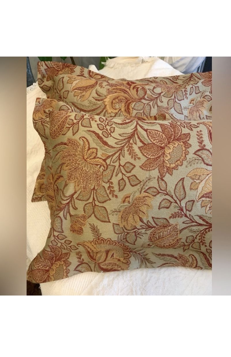 Vintage Luxury 2 Malabar Grove ILtd Standard Jacobean Damask Fabric Floral sham bronze,