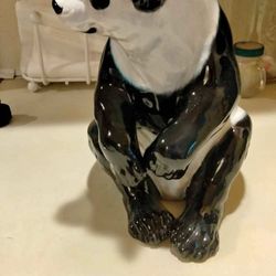 Beautiful  12” X 9” Antique Italian PANDA BEAR STATUE Signed Italy. Only  $65  Firm. For Coffee Table, Shelf Or Floor.