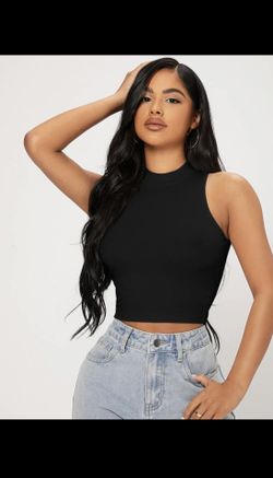 Black Solid Form Fitted Tank Top 