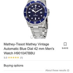 Tissot Mathey Blue Dial Vintage Mens Watch