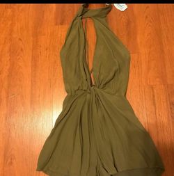 NWT! Olive Green Halter Romper