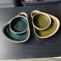 Set Of Two Roe & Moe  Stoneware Soup And Side Bowls