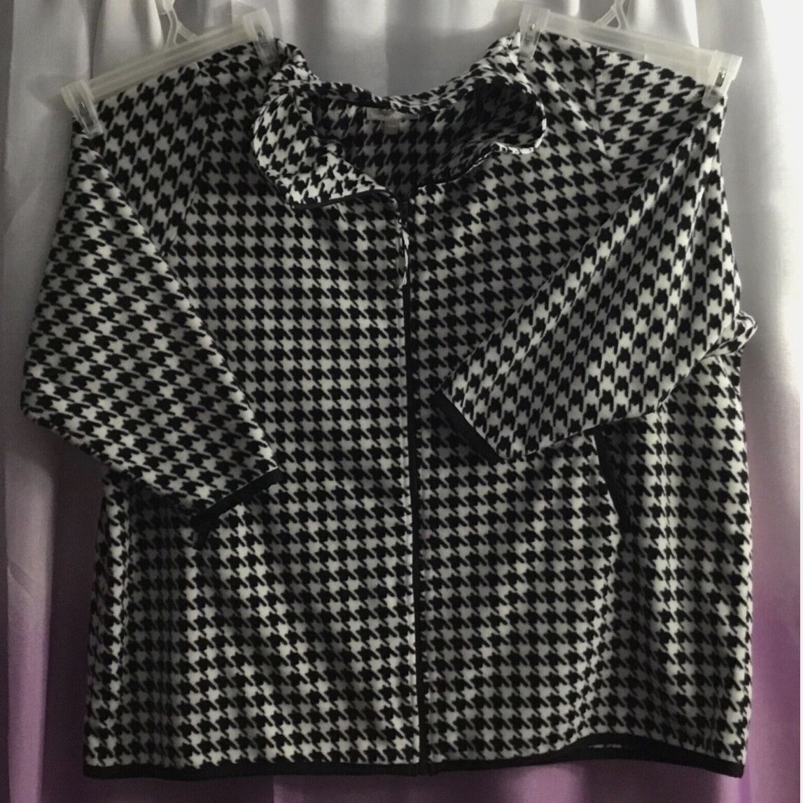 Houndstooth  Plus Size  5X  Coat  Jacket  Blazer  Woman Within  Black and White Long Sleeve  Pockets  Zipper  