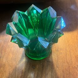 Emerald Green Heavy Cut Glass Votives