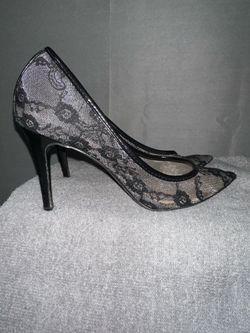 Black lace heels