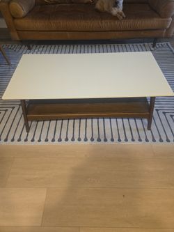 Coffee table - off white and brown 48 x 24