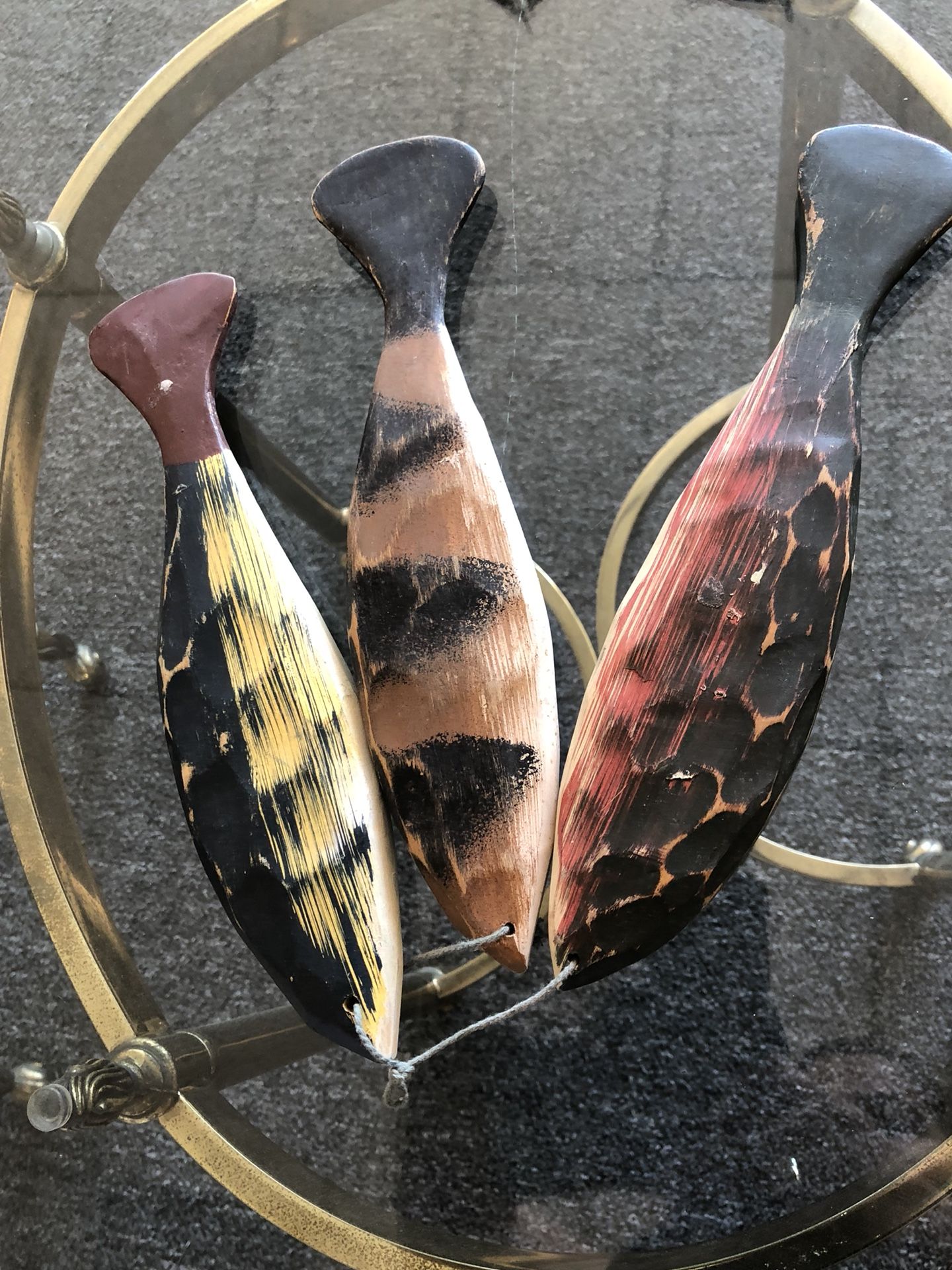 3 wooden fish