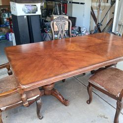 Solid Wood Dining Table W/ Chairs 
