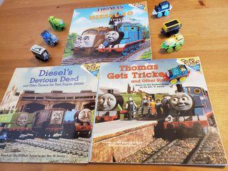 Vintage thomas and friends kids books by random house and 7 modern small Thomas train toys