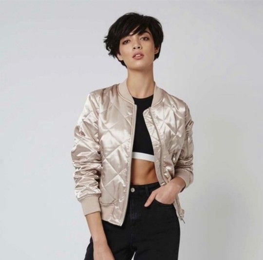 Topshop Quilted Bomber Jacket