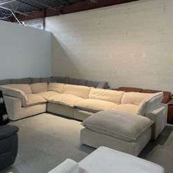 Beige Cloud Couch Sectional 6 Pieces
