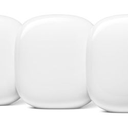 Google Nest WiFi Pro - 6E - Reliable Home Wi-Fi System with Fast Speed and Whole Home Coverage - Mesh Router - 3 Pack - Snow