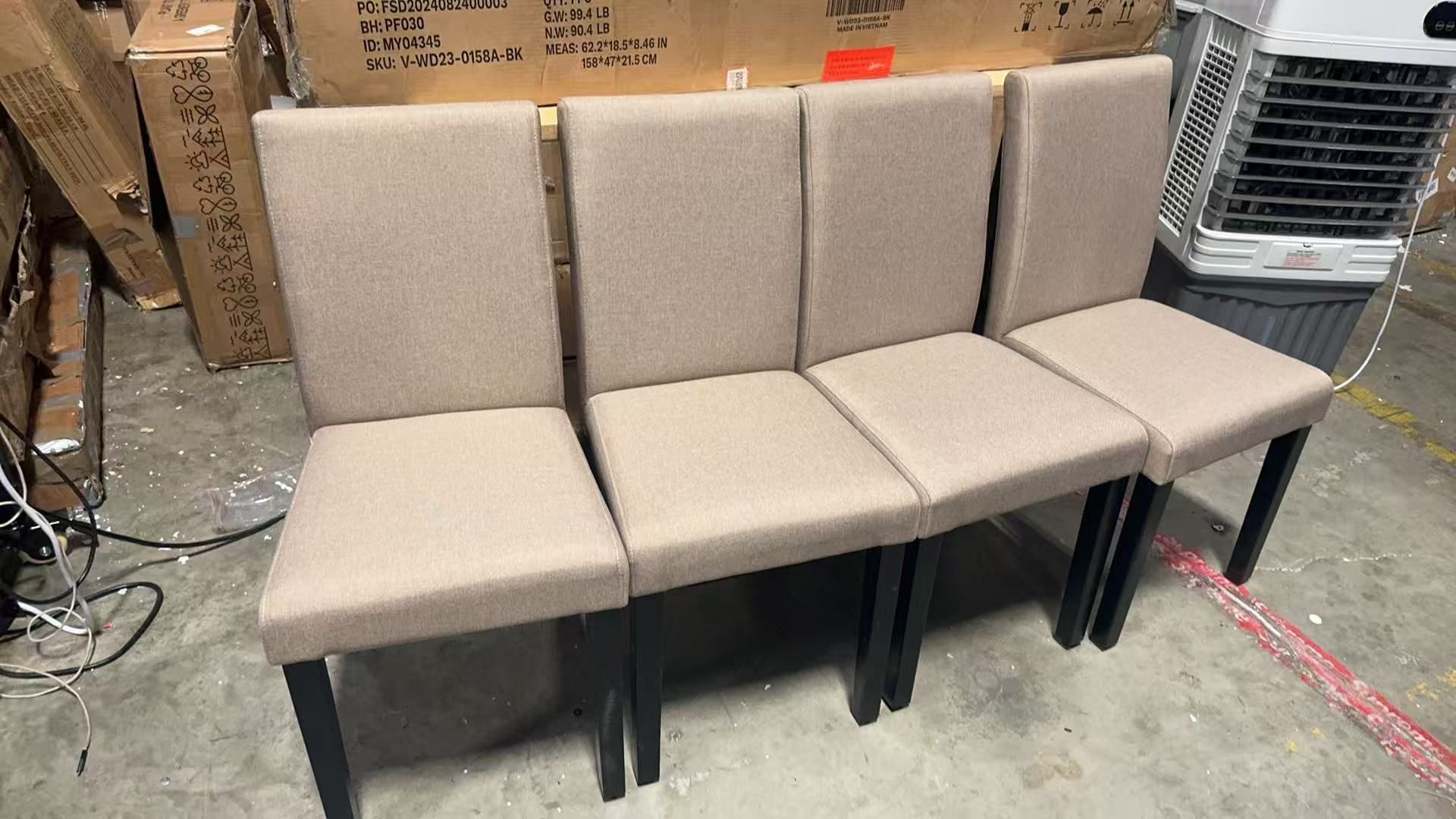 ❤️ Beige Dining Chairs Fabric Upholstered Parson Kitchen Side Padded Chair (Set of 4)