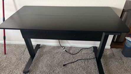48 inch electric sit/stand desk with drawers