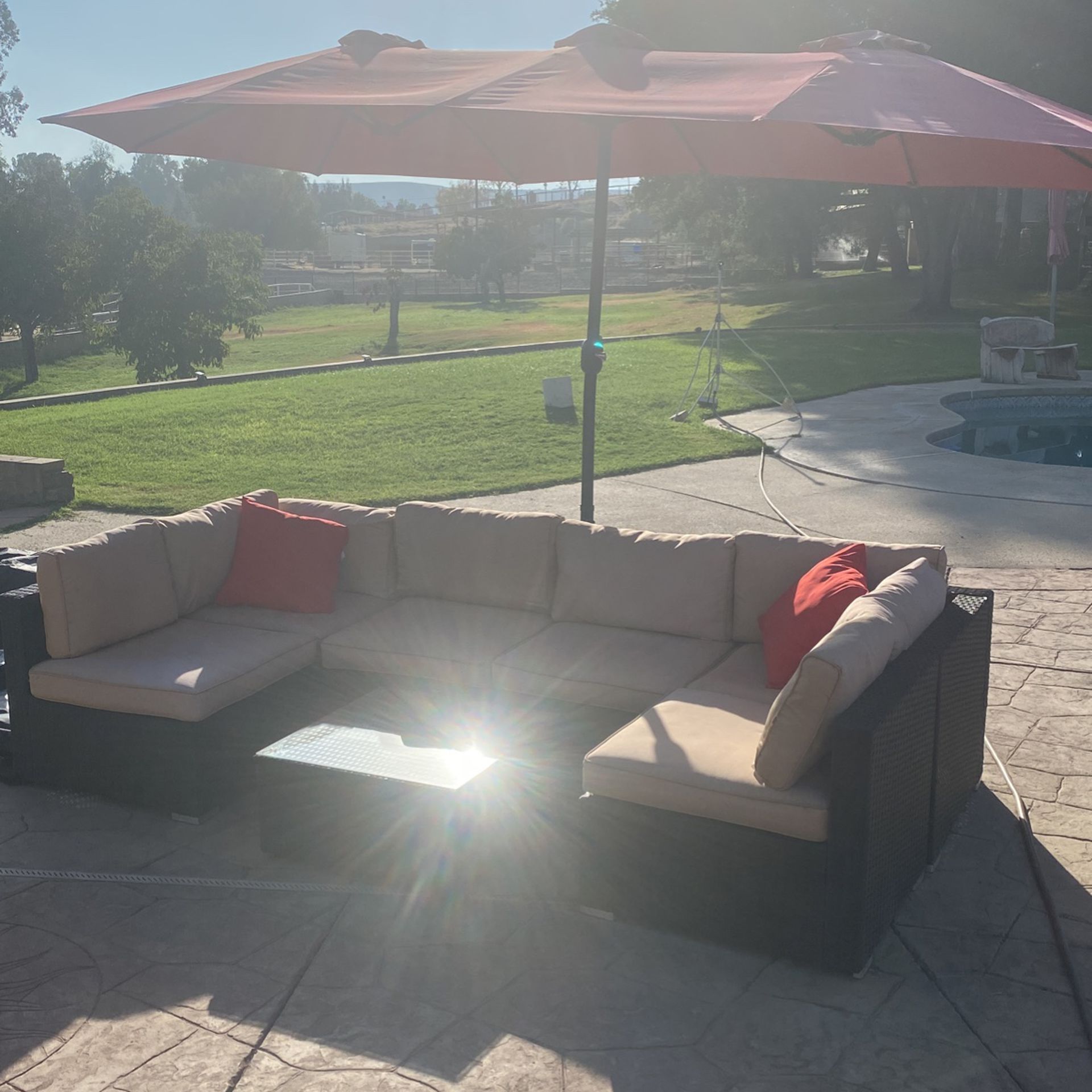 Patio Furniture With Double size Umbrella 