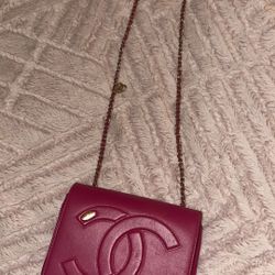 CHANEL CC LOGO MANIA HOT PINK LAMBSKIN LEATHER CROSSBODY MINI FLAP BAG