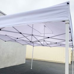 BRAND NEW $145 Heavy-Duty 10x15 ft Popup Canopy Tent Instant Shade with Carry Bag, White/Blue