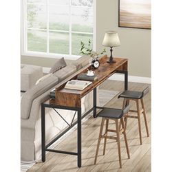 Tribesigns 71-Inch Extra Long Sofa Table Behind Couch, Narrow Console Table with Storage Shelves, Behind Couch Bar Table, Industrial Entryway Table fo