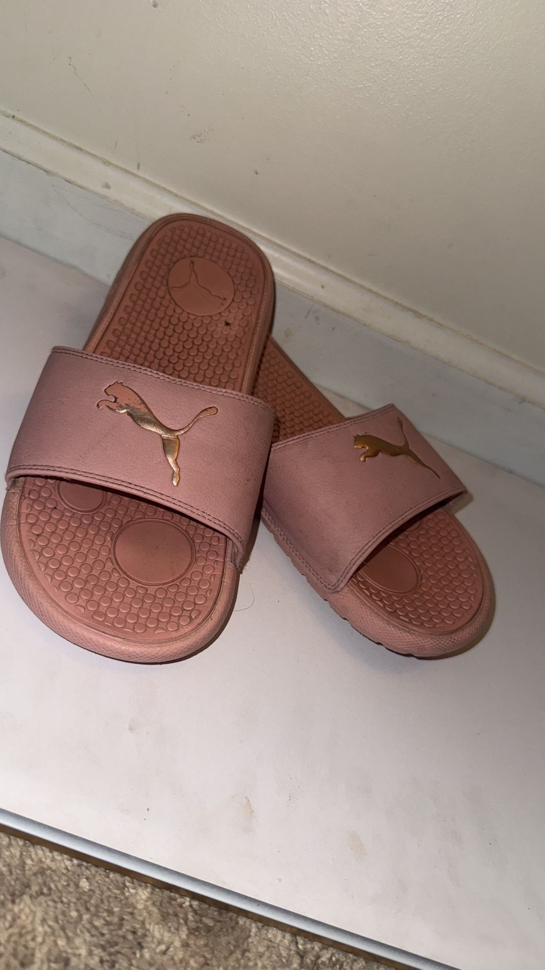 Pink Puma Slides, Size 8