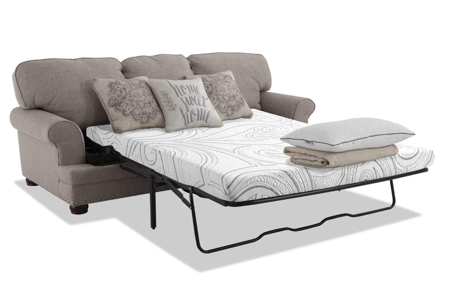 Charleston Beige 90” Sleeper Sofa with Queen Cooling Mattress