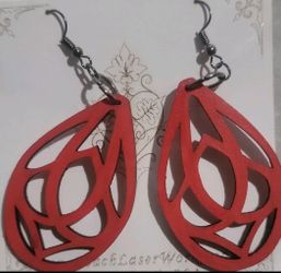 Red Wooden Teardrop Red