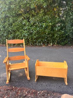 Handmade solid wood rocking chair & cradle