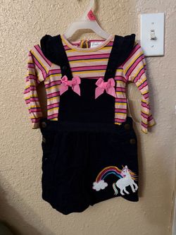 Baby Girl Unicorn Overall Dress Set 18M