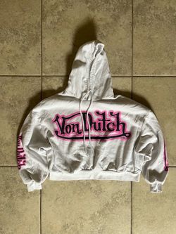 Von Dutch Y2K White Pink Logo Hoodie Size Small