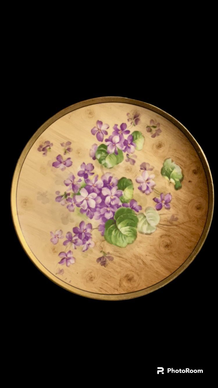 Vintage Z S & Co Bavaria Royal Munich  10" Cabinet Plate With Violets. Wall Hanger Included