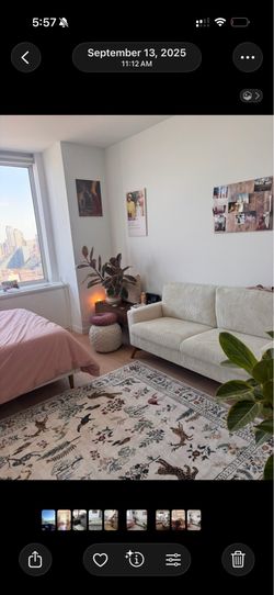 Cream velvet sofa